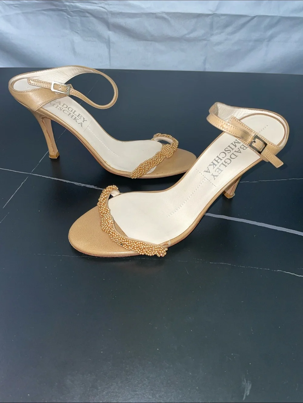 BADGLEY MISCHKA EMBELLISHED HEELED SANDALS FTL-08-198